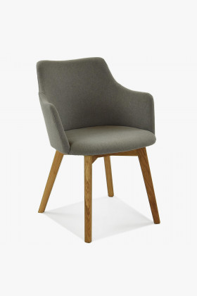 Esszimmerstuhl Bella Lady mit Armlehnen grau-braun 2er Set